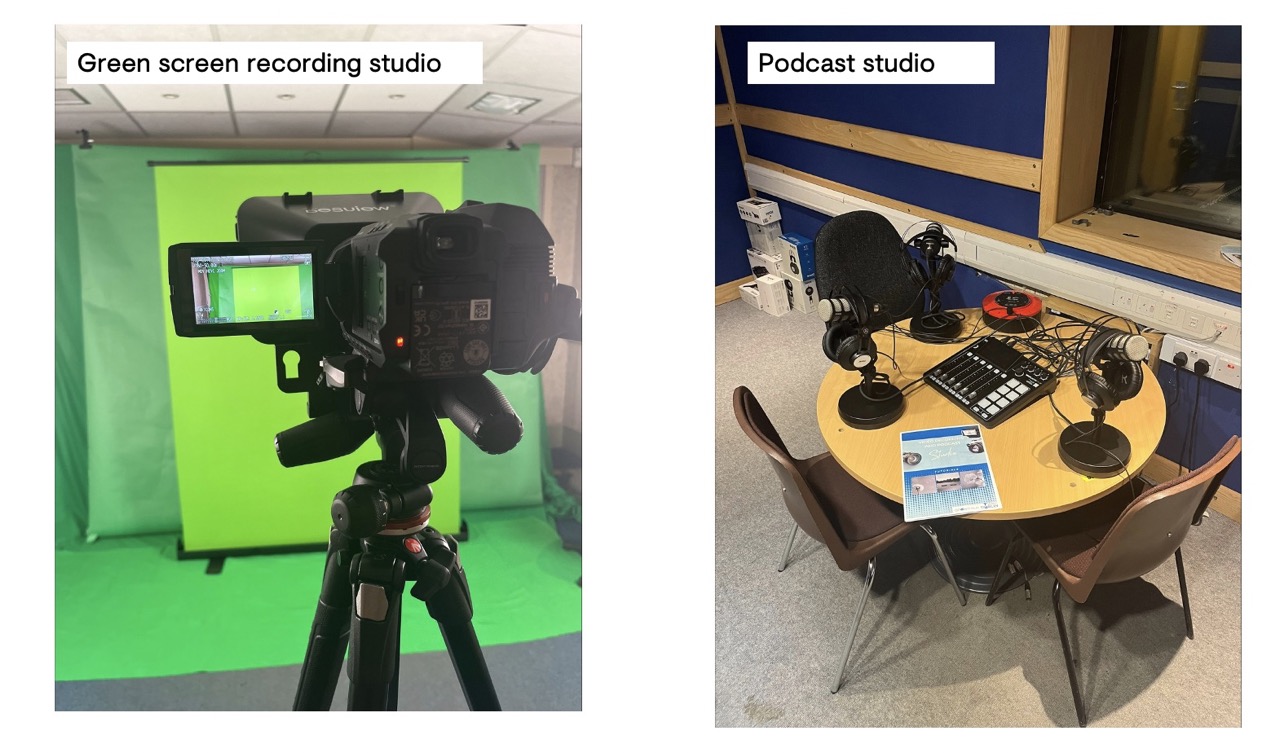 Green screen and podcast room