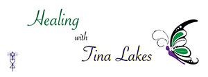 Healing with Tina Lakes text and butterfly