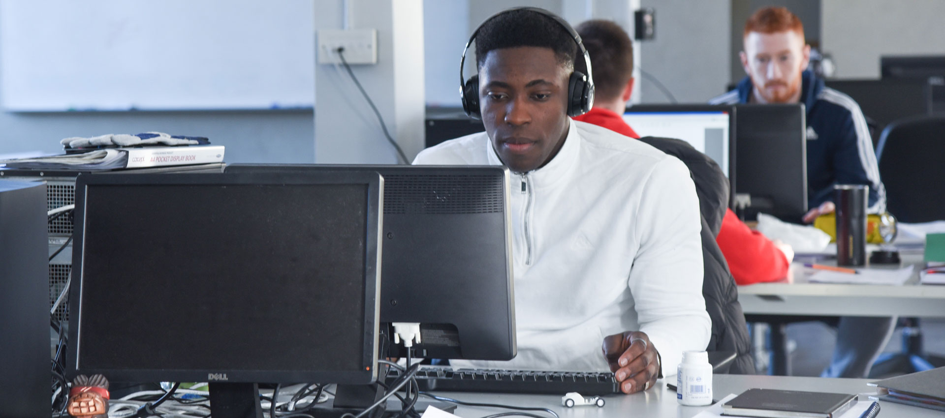 Students working at computers