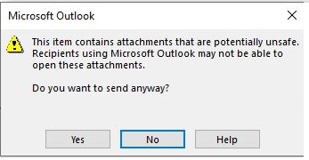 outlook warning screenshot