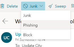 Phishing outlook screenshot