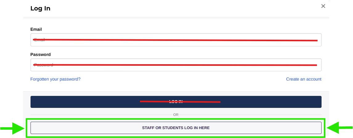 Parking Permit Log In Screen