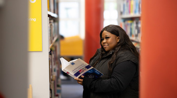 Person in library