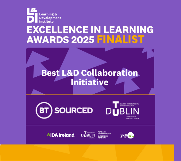Image for TU Dublin and BT Sourced collaboration a finalist for prestigious Excellence in Learning Award