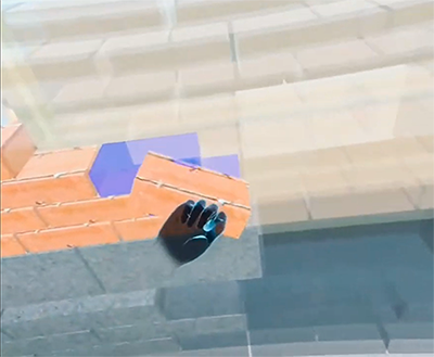 Virtual hands building a virtual wall