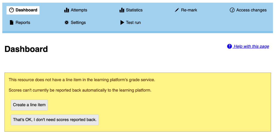 Screenshot of the Numbas assessments tool dashboard
