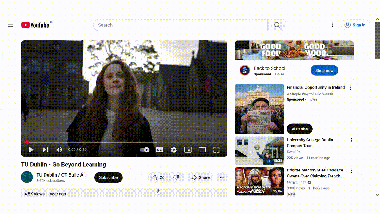 Animated step by step process to locate and copy the embed code for a YouTube video.