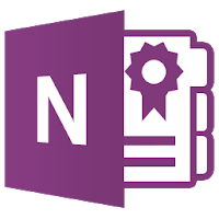 The pink and white logo for Microsoft OneNote Class Notebook shows a notebook icon with the letter N.