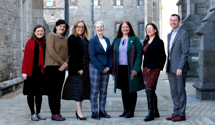 panelists of the AIB-RINCE Event-The future of work and hybrid workplaces  in the post pandemic world standing outside St laurences church