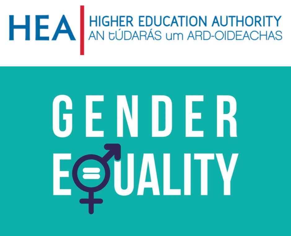 Higher Education logo, above the words Gender Equality. The letter q in the world equality is designed as a hermaphroditic gender symbol with and equals symbol in the center