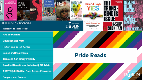 screenshot of tu dublin library pride reads homepage