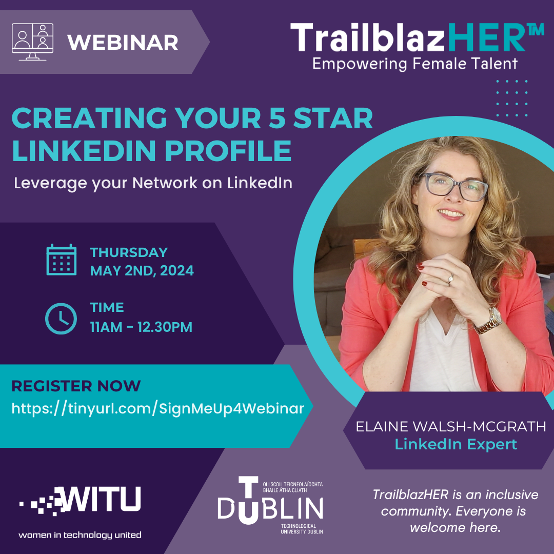 Poster for a webinar with purple background, white logos and a headshot of the webinar host