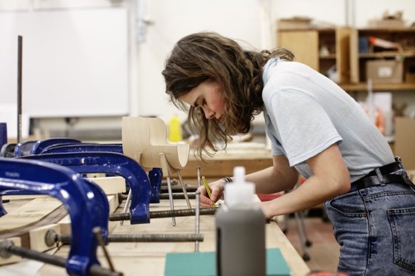 Student working in class