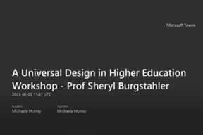 Image for A Universal Design in Higher Education Workshop with Professor Sherly Burgstahler 