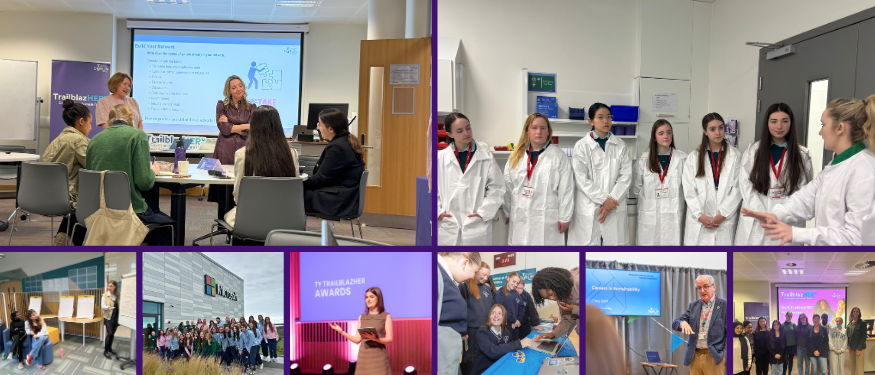 A collage of images of second level schools, workshop hosts and events