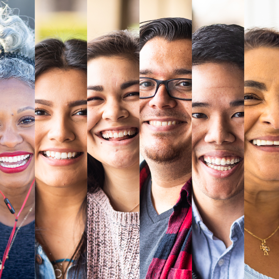 Three women face downwards to the camera arms interlocked