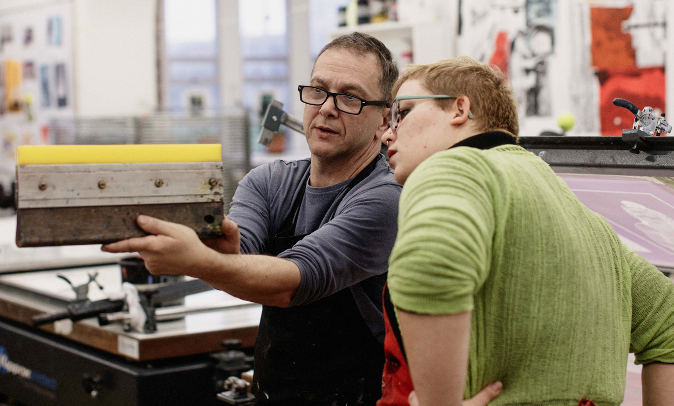 Students working in class