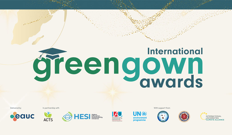 Green Gown awards International 2026 graphic in cream and green