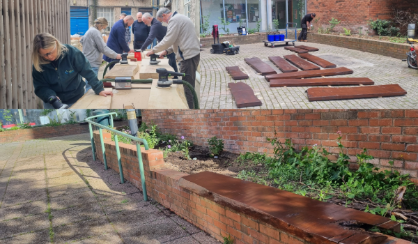 benches production for Aungier Street micro-garden