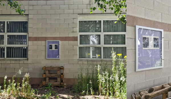 Cabinet for sustainability-related communications located in one of the Tallaght gardens