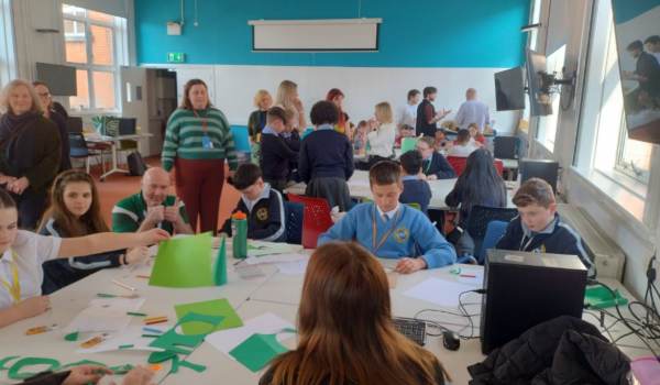 Primary students at a workshop