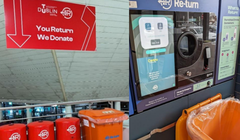 Image for purple flowers on a wet day with a student in the background