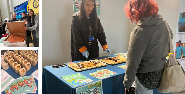 Collage of food options at Veganuary event