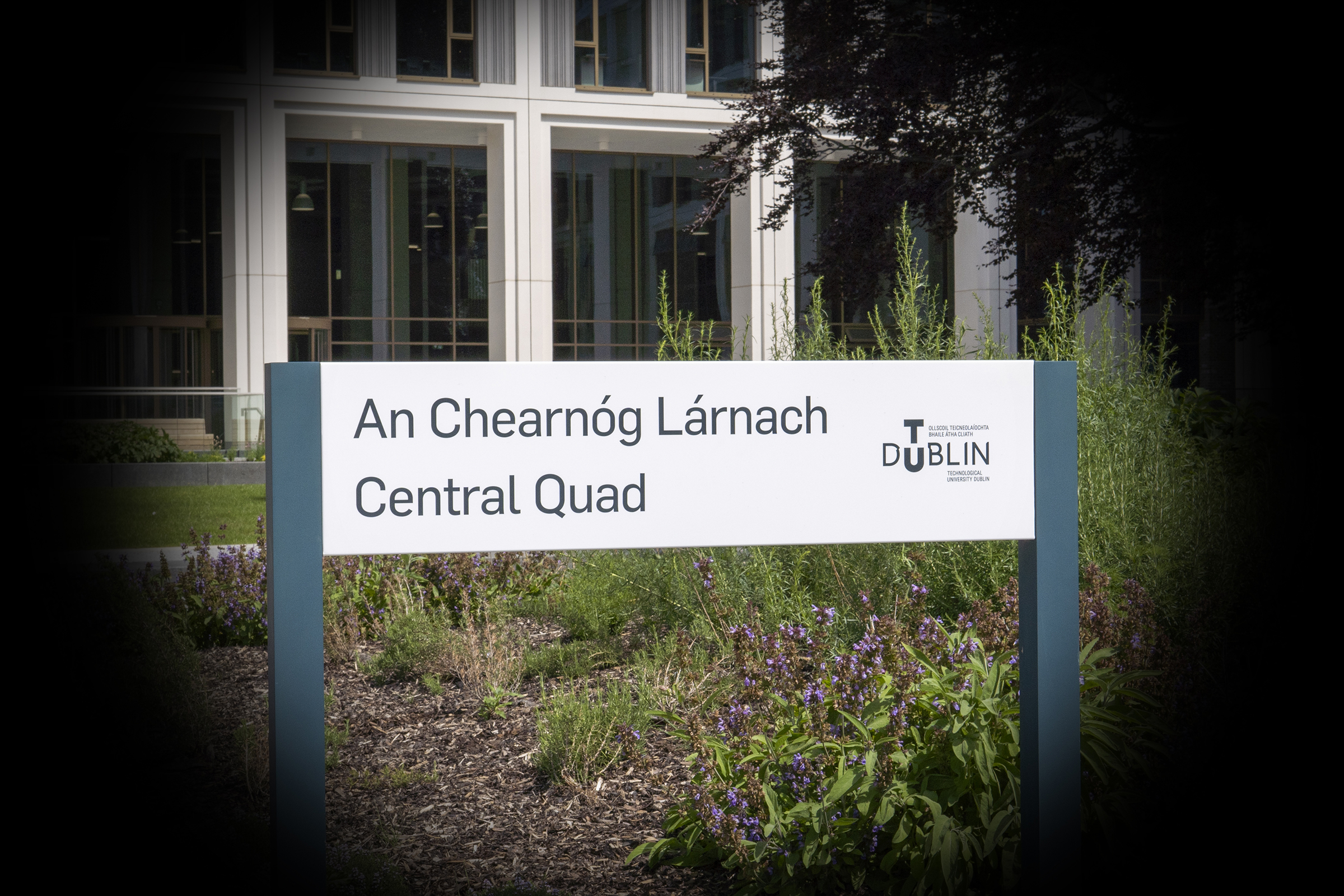 Central Quad sign dark at the edges