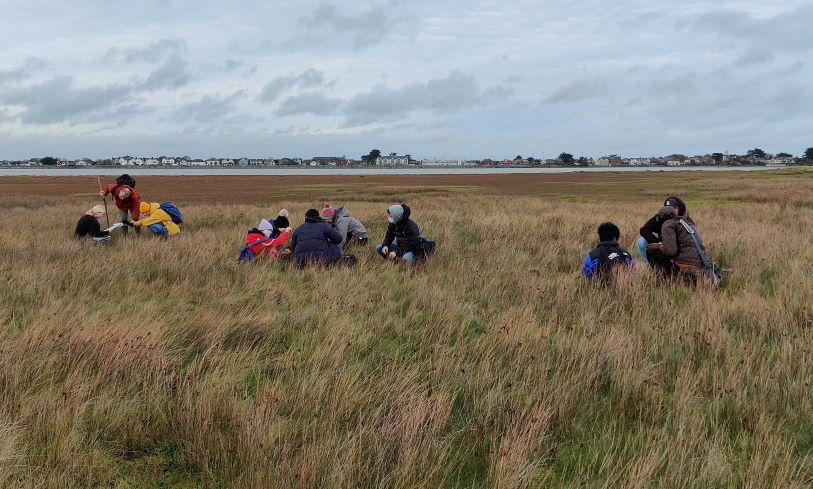 Students working at Bull Island, Clontarf