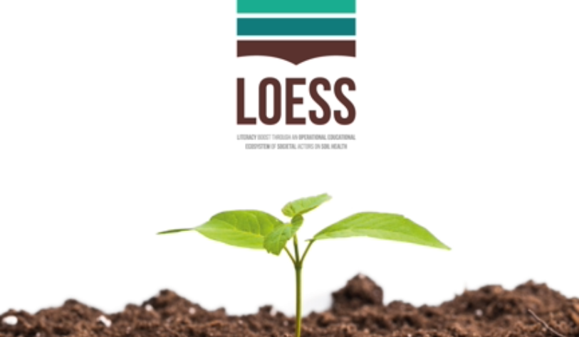 Image of a sapling in soil with LOESS logo