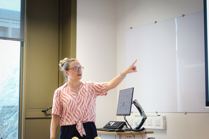 woman pointing