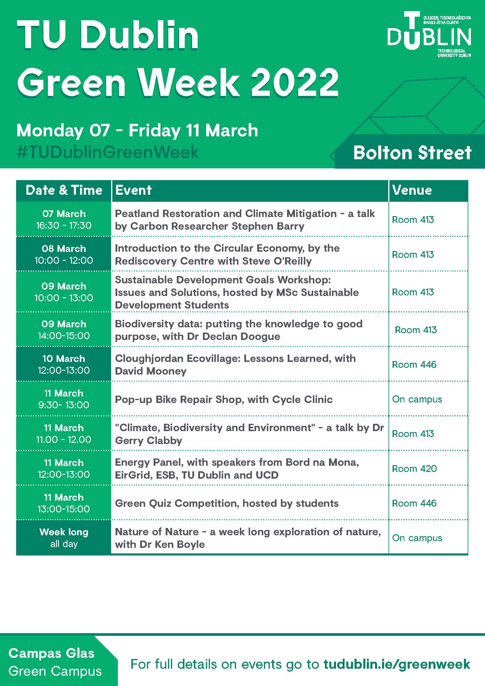 Green Week 2022 timetable