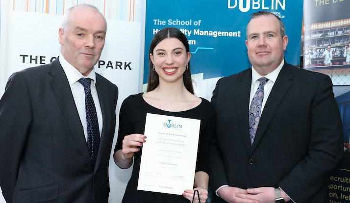 Image of one of the tourism & hospitality students receiving their award at the Student Excellence Awards