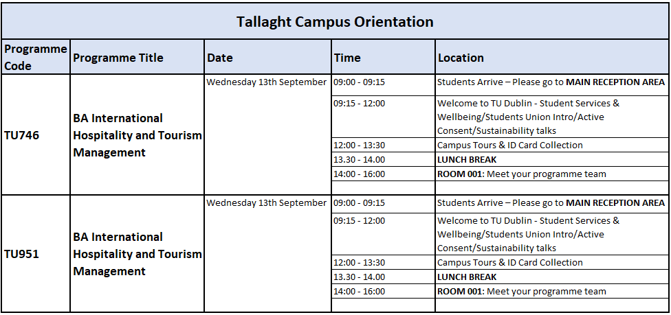 Tallaght Campus Orientation 2023