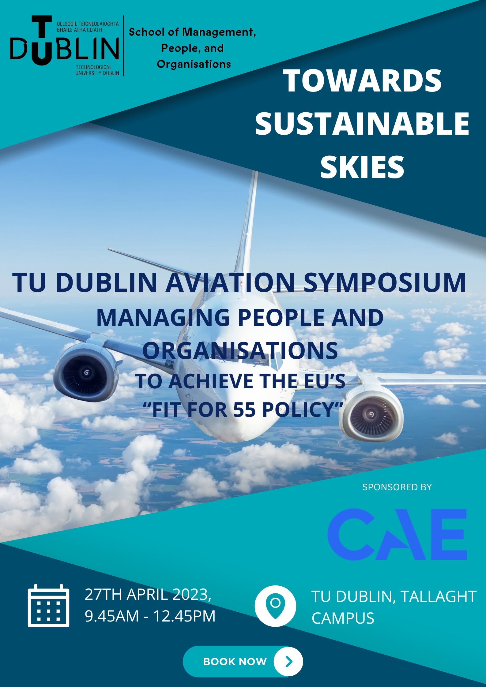 Image for Inaugural Research Symposium in the School of Management, People and Organisations (MPO): TU Dublin Aviation Symposium – ‘Towards Sustainable Skies’.  