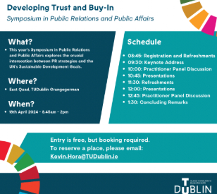 Image for Upcoming Symposium: SymPRandA 2024 - PR and the SDGs: Developing Trust and Buy-In