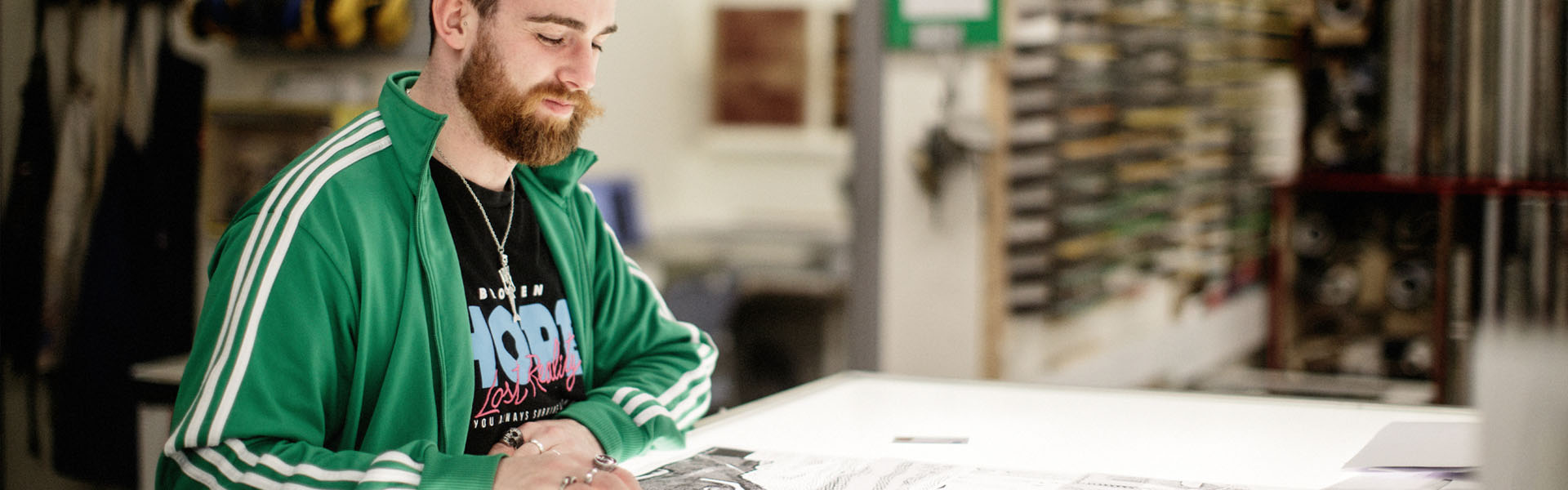 A student at work in a design workshop at TUDublin