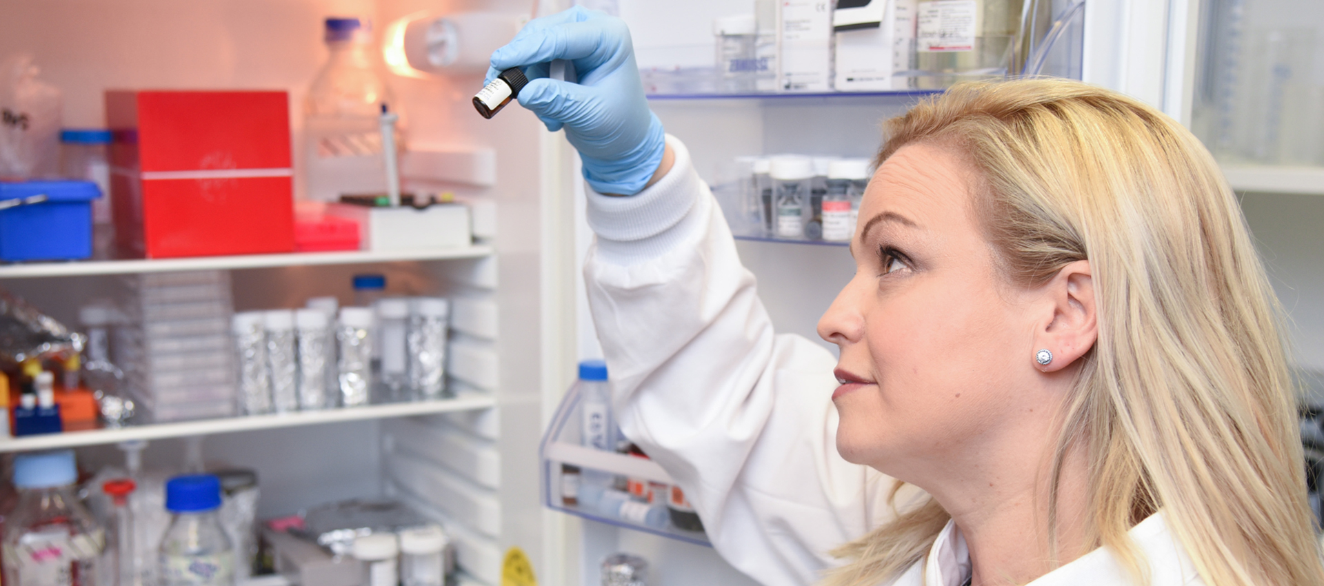 student working in science lab