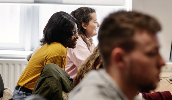 TU Dublin students using PCs in Library