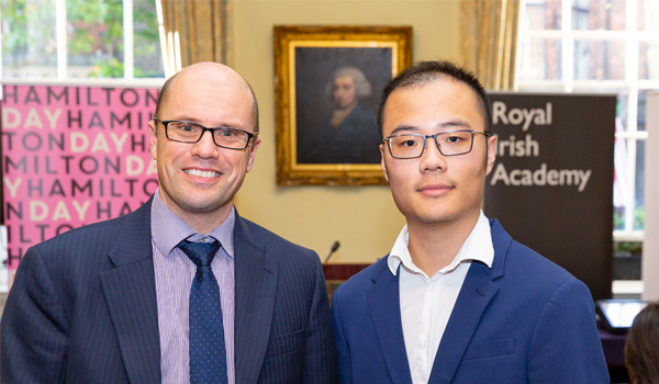 Hamilton Prize Winner Yimin Guo with Dr Chris Hills, Head of School of Mathematical Sciences, TU Dublin