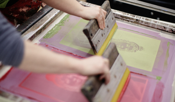 Students in the print room in TU Dublin