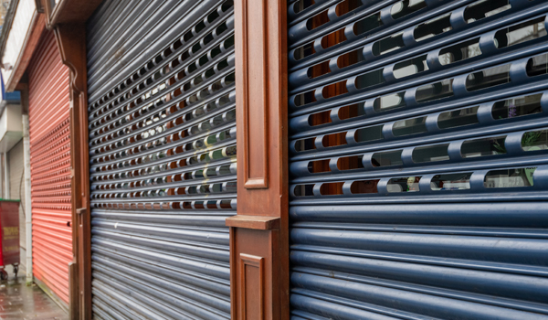 Shutters down on a building