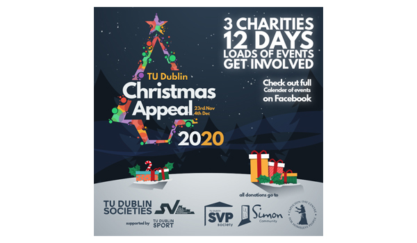 TU Dublin Christmas Appeal 2020 text and graphic of a Christmas tree