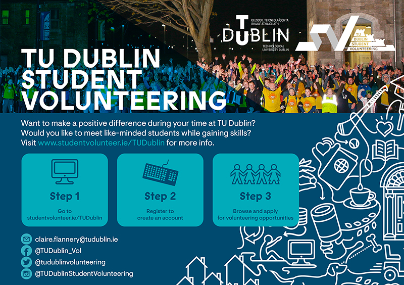 TU Dublin Student Volunteering text and graphic