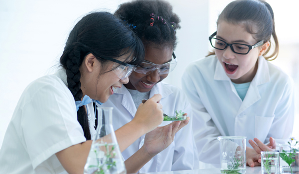 Students studying in a science lab