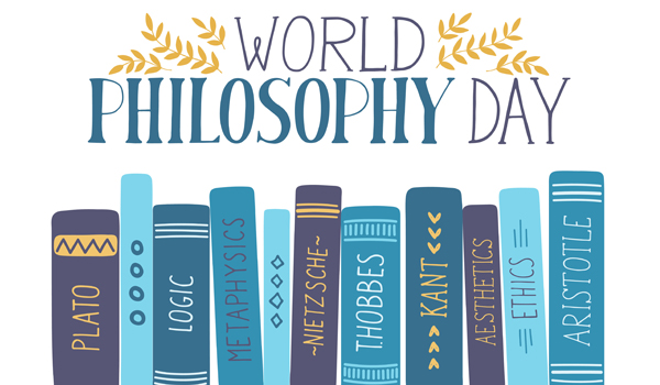 World Philosophy Day text and image of books