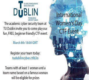 Image for TU Dublin International Women’s Day Capture-the-Flag Cyber Security Event