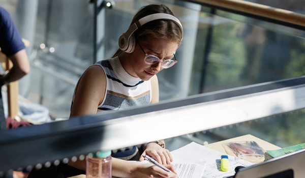 Student working in a lab