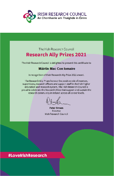 TU Dublin Lecturer wins IRC Research Ally Prize