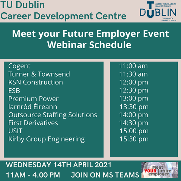 Meet Your Future Employer Engineering and Built Environment Schedule